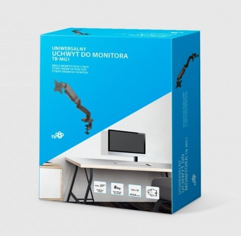 Uchwyt TB-MG1 do monitora na sprężynie gazowej do 27 cali 8kg TB Uchwyt TB-MG1 do monitora na sprężynie gazowej do 27 cali 8kg TB