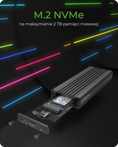 IB-1824ML-C31 Obudowa M.2 NVMe z oświetleniem RGB IcyBox IB-1824ML-C31 Obudowa M.2 NVMe z oświetleniem RGB IcyBox