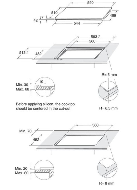 Płyta gazowa szklana AKT616NB Whirlpool