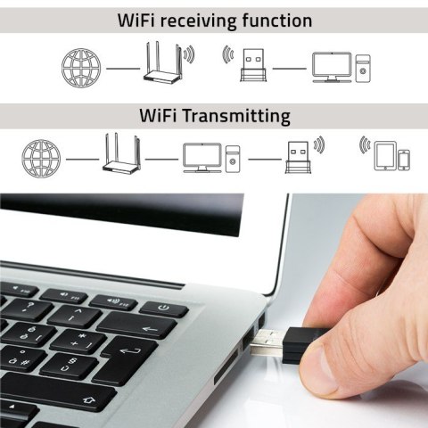 Bezprzewodowy mini adapter Wi-Fi | BT 4.0 USB | standard N Qoltec Bezprzewodowy mini adapter Wi-Fi | BT 4.0 USB | standard N Qoltec