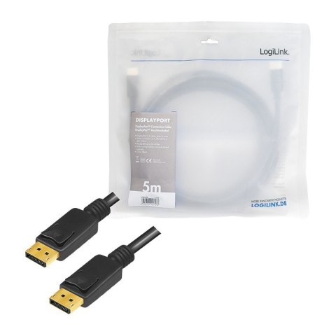 Kabel DisplayPort 8K 60Hz,4K/120Hz 5m Czarny LogiLink Kabel DisplayPort 8K 60Hz,4K/120Hz 5m Czarny LogiLink