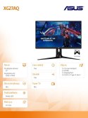 Monitor 27 cali XG27AQ ROG STRIX WQHD IPS 170Hz 1mGTG HDMIx2 DP USB3.0 Głośnik PIVOT Asus