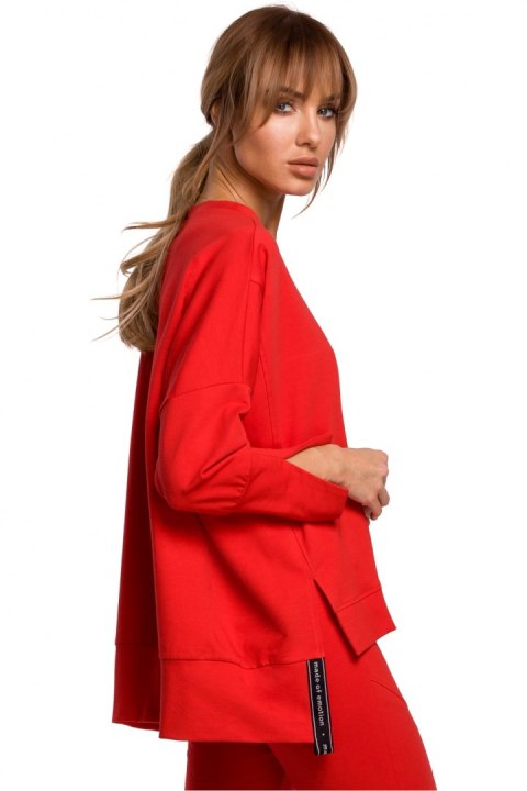 Bluza Damska Model MOE491 Red - Moe Bluza Damska Model MOE491 Red - Moe
