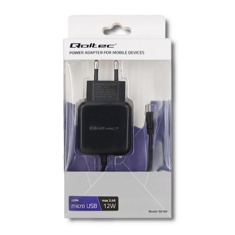 Ładowarka sieciowa 5V | 2.4A | 12W | Micro USB | Czarna Qoltec Ładowarka sieciowa 5V | 2.4A | 12W | Micro USB | Czarna Qoltec