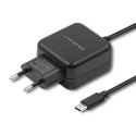 Ładowarka sieciowa 5V | 2.4A | 12W | USB typ C | Czarna Qoltec