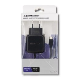 Ładowarka sieciowa 5V | 2.4A | 12W | USB typ C | Czarna Qoltec