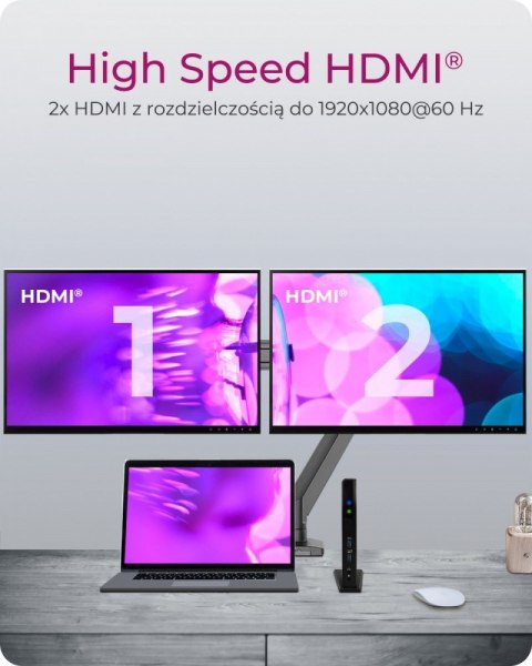 Stacja dokująca IB-DK2251AC do Notebooka DisplayLink, 2 x HDMI IcyBox Stacja dokująca IB-DK2251AC do Notebooka DisplayLink, 2 x HDMI IcyBox