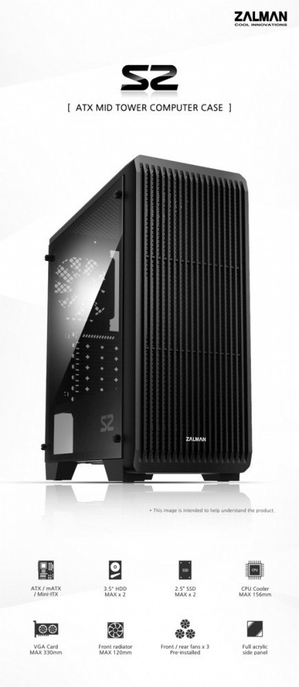 Obudowa S2 ATX Mid Tower PC Case 120mm fan Zalman Obudowa S2 ATX Mid Tower PC Case 120mm fan Zalman
