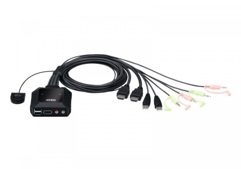 Przełącznik KVM z 2 portami USB 4K HDMI ze zdalnym selektorem portów ATEN Przełącznik KVM z 2 portami USB 4K HDMI ze zdalnym selektorem portów ATEN