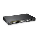 Przełącznik zarządzalny GS1900-48HP v2, 48-port GbE L2 Smart Switch 170W rack GS1900-48HPv2 Zyxel