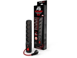 Listwa zasilajÄca F5 Power 5m 16A (5 gniazd) czarna