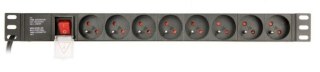 Listwa zasilająca rack (PDU), 8 gniazd FR, 1U, 10A, wtyk C14 3m Gembird