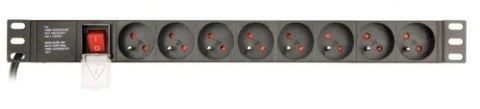 Listwa zasilająca rack (PDU), 8 gniazd FR, 1U, 10A, wtyk C14 3m Gembird