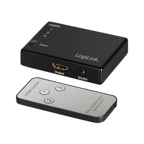 Przełącznik Switch 3x1 HDMI, 1080p 60Hz, z pilotem LogiLink Przełącznik Switch 3x1 HDMI, 1080p 60Hz, z pilotem LogiLink
