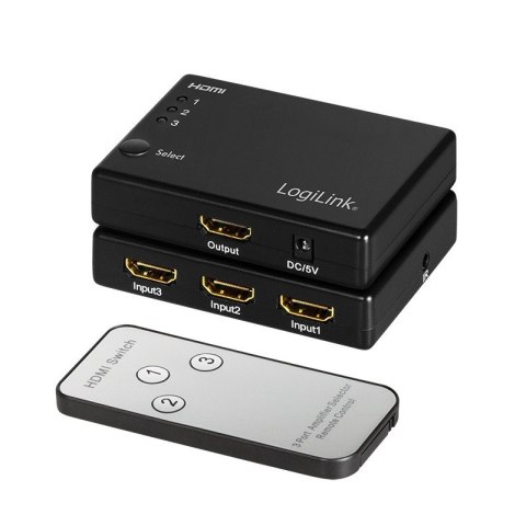 Przełącznik Switch 3x1 HDMI, 1080p 60Hz, z pilotem LogiLink Przełącznik Switch 3x1 HDMI, 1080p 60Hz, z pilotem LogiLink