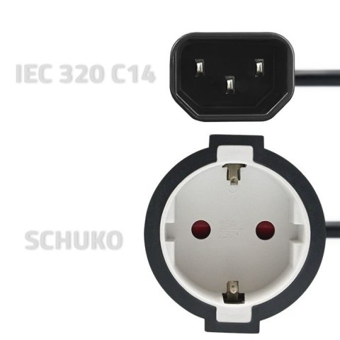 Adapter IEC 320 C14 / SCHUKO | 0.15m Qoltec