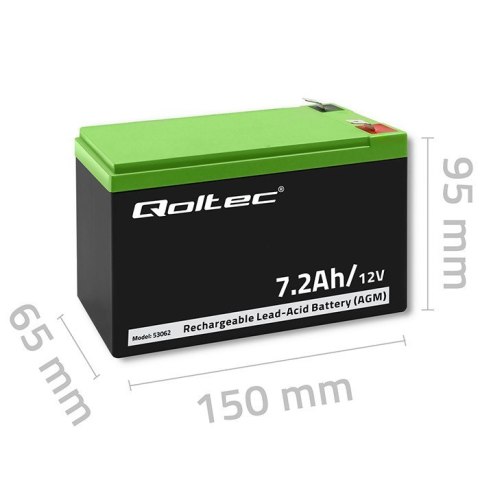 Akumulator AGM 12V | 7.2Ah | max. 108A Qoltec Akumulator AGM 12V | 7.2Ah | max. 108A Qoltec
