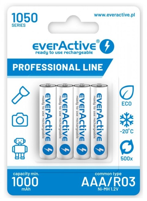 Akumulatory paluszki R03/AAA 1000 mAH blister 4 szt. EverActive Akumulatory paluszki R03/AAA 1000 mAH blister 4 szt. EverActive