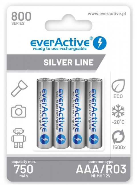 Akumulatory paluszki R03/AAA 800 mAH blister 4 szt. EverActive Akumulatory paluszki R03/AAA 800 mAH blister 4 szt. EverActive