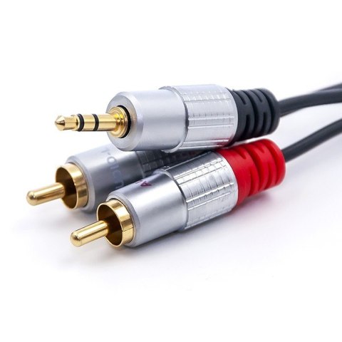 Kabel 2xRCA / Mini Jack 3.5mm | 1m | czarny Qoltec Kabel 2xRCA / Mini Jack 3.5mm | 1m | czarny Qoltec