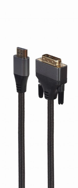 Kabel HDMI do DVI w oplocie 1.8m pozłacane końcówki Gembird