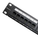 Patch panel RACK | 24 porty | kat.6 UTP | Czarny Qoltec