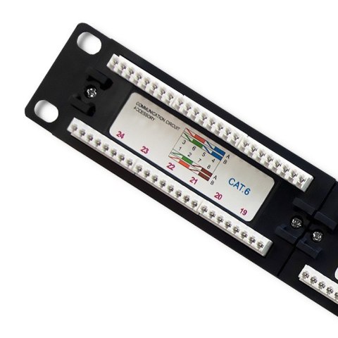 Patch panel RACK | 24 porty | kat.6 UTP | Czarny Qoltec