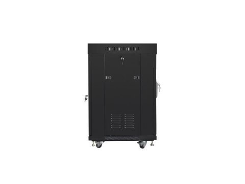 Szafa instalacyjna Rack stojąca 19 15U 600X600 czarna, drzwi sklane (flat pack) Lanberg