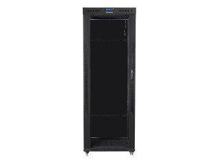 Szafa instalacyjna rack stojąca 19 42U 800x800 czarna, drzwi szklane LCD (Flat pack) Lanberg