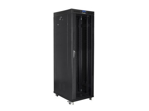 Szafa instalacyjna rack stojąca 19 42U 800x800 czarna, drzwi szklane LCD (Flat pack) Lanberg