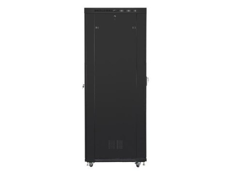 Szafa instalacyjna rack stojąca 19 47U 800x1000 czarna, drzwi szklane LCD (Flat pack) Lanberg