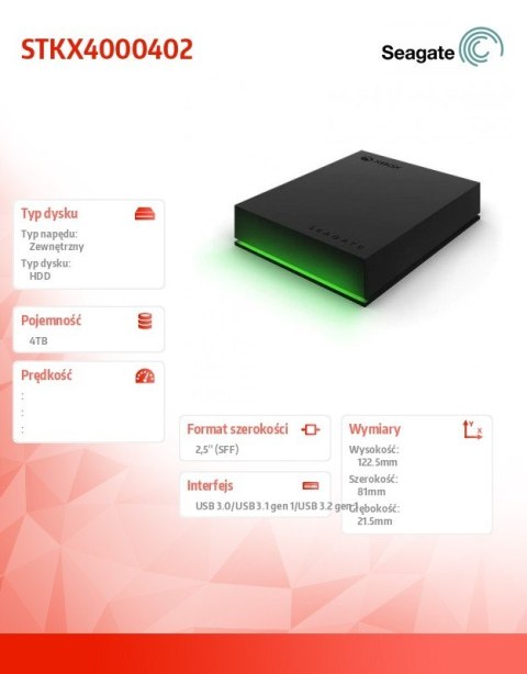 Dysk twardy Xbox Drive 4TB 2,5E STKX4000402 Seagate