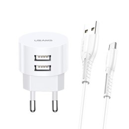 Ładowarka sieciowa T20 2xUSB 2,1A Kabel USB-C USAMS