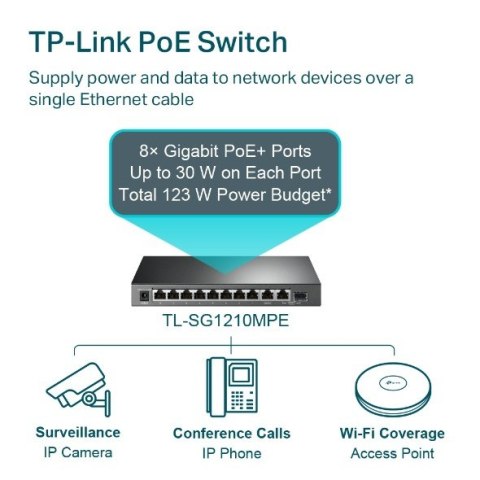 Switch SG1210MPE Smart 8GE PoE+ 1GE 1SFP TP-LINK Switch SG1210MPE Smart 8GE PoE+ 1GE 1SFP TP-LINK
