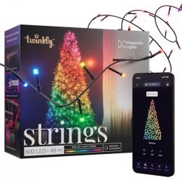 Inteligentne lampki choinkowe Strings 600 RGB LED, łańcuch, przezroczysty przewód, 48 m, IP44 TWINKLY