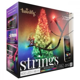 Inteligentne lampki choinkowe Strings 600 RGB LED, łańcuch, przezroczysty przewód, 48 m, IP44 TWINKLY