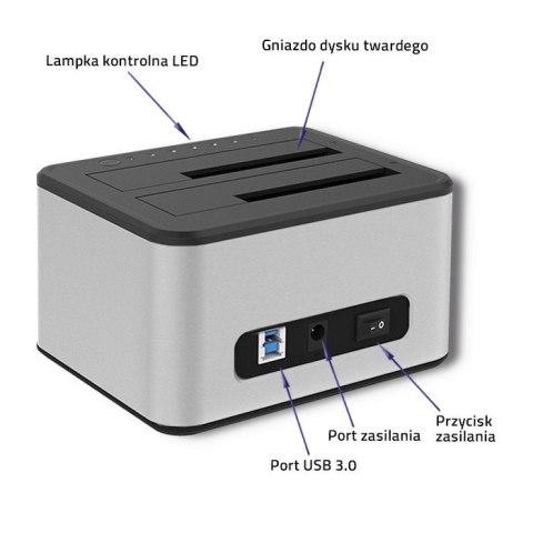 Stacja dokująca dysków 2xHDD/SSD | 2.5"/3.5" SATA | USB 3.0 | Klonowanie Qoltec Stacja dokująca dysków 2xHDD/SSD | 2.5"/3.5" SATA | USB 3.0 | Klonowanie Qoltec