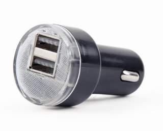 Ładowarka samochodowa 2xUSB 2.1A czarna Gembird