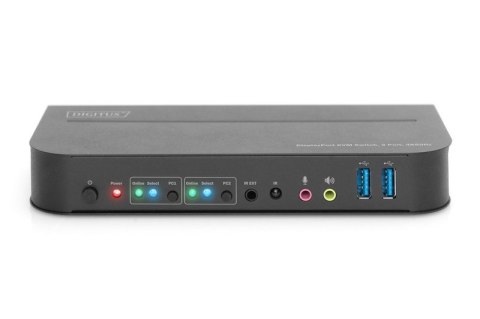 Przełącznik KVM 2 portowy DisplayPort do HDMI 2x1 4K 60Hz 2xUSB audio Digitus