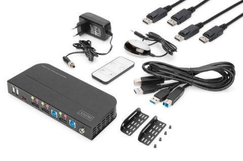 Przełącznik KVM 2 portowy DisplayPort do HDMI 2x1 4K 60Hz 2xUSB audio Digitus