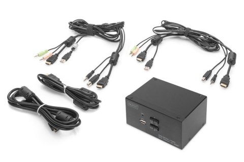 Przełącznik KVM 2 portowy HDMI, Dual Display, 4K 30Hz Digitus