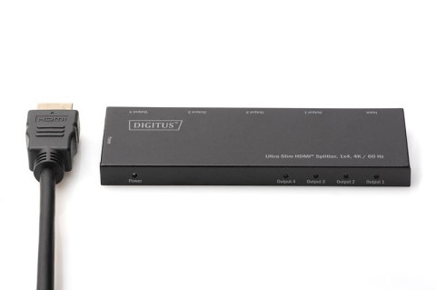 Rozdzielacz (Splitter) Ultra Slim HDMI 1x4 4K 60Hz 3D HDR HDCP 2.2 18 Gbps Micro USB Digitus