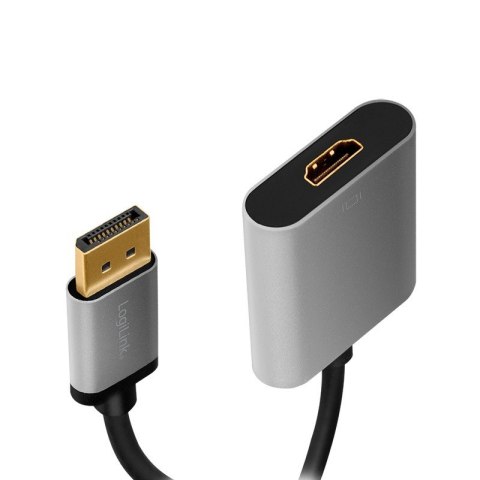 Adapter DP do HDMI 4K 60Hz aluminiowy 0.15m LogiLink Adapter DP do HDMI 4K 60Hz aluminiowy 0.15m LogiLink