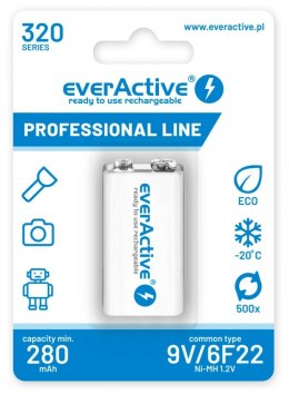 Akumulator 6F22/9V Ni-MH 320 mAh 1 szt. ready to use EverActive