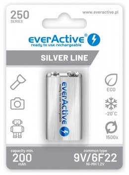 Akumulatorek 6F22/9V NI-MH 250 mAh 1 szt. ready to use EverActive
