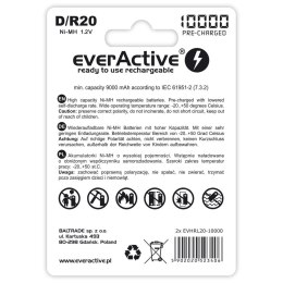 Akumulatorki R20/D NI-MH 10000 mAh 2 szt. ready to use EverActive