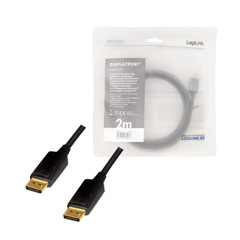 Kabel DisplayPort 4K/60 Hz,DP/M do DP/M aluminium 2m LogiLink Kabel DisplayPort 4K/60 Hz,DP/M do DP/M aluminium 2m LogiLink