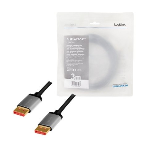 Kabel DisplayPort 8K/60 Hz,DP/M do DP/M aluminium 3m LogiLink Kabel DisplayPort 8K/60 Hz,DP/M do DP/M aluminium 3m LogiLink