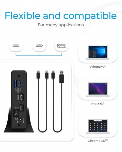 Obudowa IB-382H-C31 2,5/3,5 HDD z wbudowanym HUB 1xUSB-C, 2xUSB -A, 12V2A IcyBox Obudowa IB-382H-C31 2,5/3,5 HDD z wbudowanym HUB 1xUSB-C, 2xUSB -A, 12V2A IcyBox