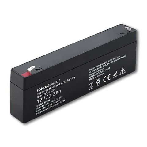 Akumulator AGM | 12V | 2.3Ah | max. 34.5A Qoltec Akumulator AGM | 12V | 2.3Ah | max. 34.5A Qoltec